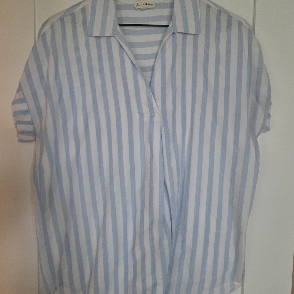 Blue and White Stripe Cotton Beach Shirt